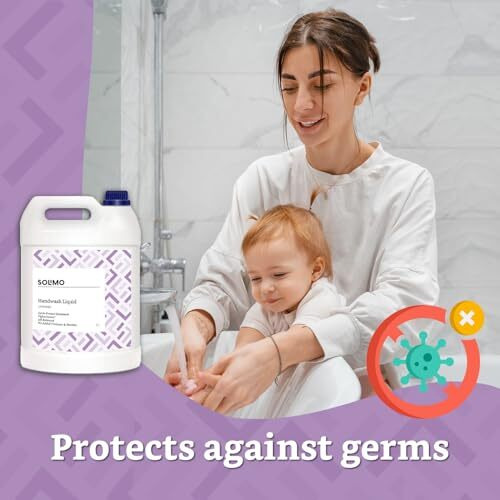 Amazon Brand - Solimo Liquid Handwash, Refill Can | Lavender | 5 Litre | Fights Germs | Ph-Balanced Formula | No Added Triclosan & Parabens