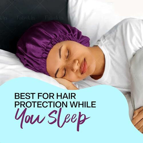 Fabskin Luxury Satin Silk Hair Bonnet Cap For Sleeping With Satin Scrunchie | For Women & Girls | For Curly & All Hair Types - Wine