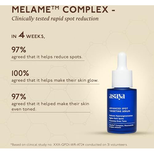 Asaya Advanced Pigmentation Serum | Reduces Dark Spots, Acne Marks & Hyperpigmentation | Melame Complex, Niacinamide & Alpha Arbutin | Evens Skin Tone & Brightens Dull Skin | Non-Irritating | Lightweight & Fast Absorbing | For Men & Women | Oily, Dry & Sensitive Skin | 30Ml