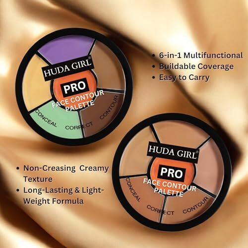 Huda Girl 3 In 1 Makeup Palette Warms Concealer For Dark Circles, Blush And Highlighter Palette, Oil Control Pro Concealer For Face Makeup, Conceal Correct & Contour For All Skin Types