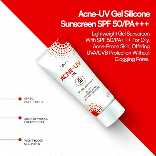 Acne-Uv Spf 50 Pa+++ | 50G Gel Sunscreen | Non-Comedogenic | Oil-Free | Silicone-Based | Broad Spectrum Protection | Water-Resistant | Lightweight Formula