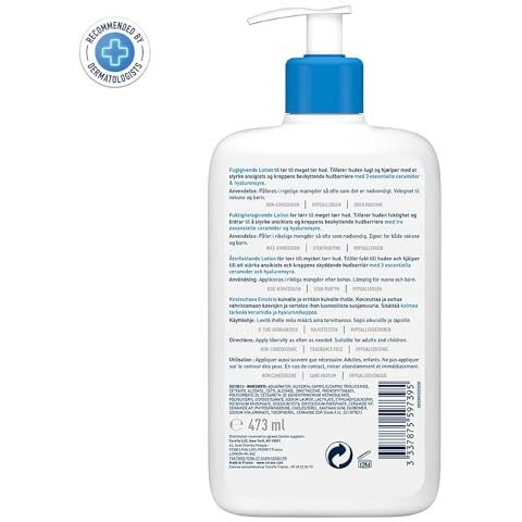 Cerave Moisturizing Lotion For Dry Skin (473Ml) - Formulated With 3 Essential Ceramides And Hyaluronic Acid | Non-Comedogenic, Oil Free And Fragrance-Free Body Lotion