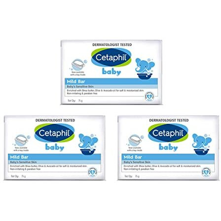Cetaphil Baby Mild Bar For Face And Body Pack Of 3, (75G X 3, Sensitive Skin)