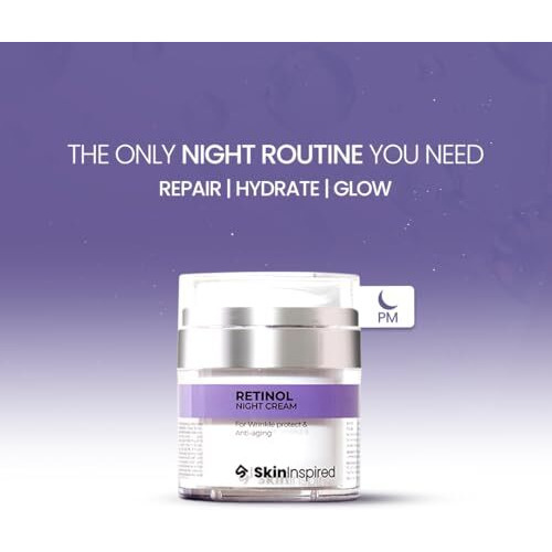 Skininspired Retinol Night Cream For Wrinkles & Anti-Aging | Lightweight Cream For Age Spots, Fine Lines And Wrinkles | Anti Aging Cream For Women & Men | For All Skin Types | 50 G