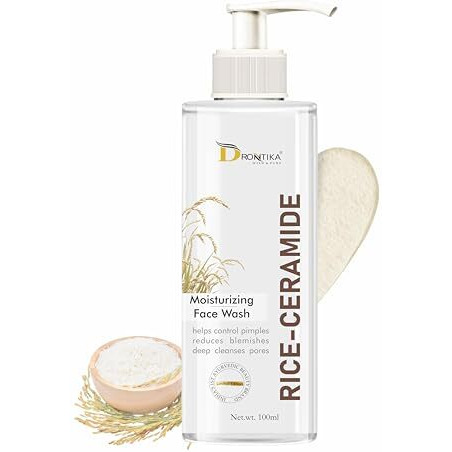 Drontika Wild & Pure Rice Moisturizing Face Wash Enriched With Niacimaide & Fruits Ceramide  Nourishing & Hydrating Cleanser For Soft, Smooth Skin 100Ml.