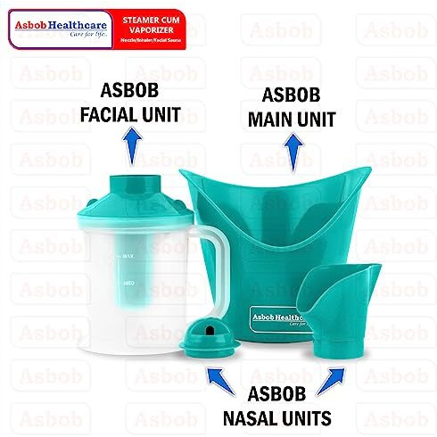 Asbob 3 In 1 Steamer For Cold And Cough, Vaporizer Steamer For Cough,Cold And Facial, Steam Inhaler & Vapourisers For Adults - 1.15 Meter