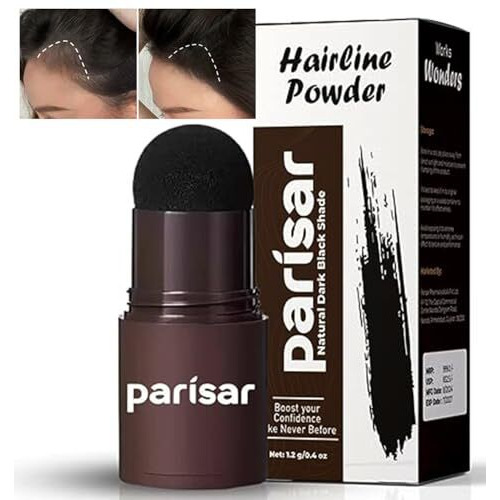 Parisar Pharma Natural Hairline Powder, Hair Shading Sponge Pen, Hairline Shadow Powder Stick, Quick Hair Root Touch-Up - Black, 1 Count