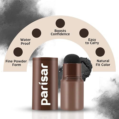 Parisar Pharma Natural Hairline Powder, Hair Shading Sponge Pen, Hairline Shadow Powder Stick, Quick Hair Root Touch-Up - Black, 1 Count