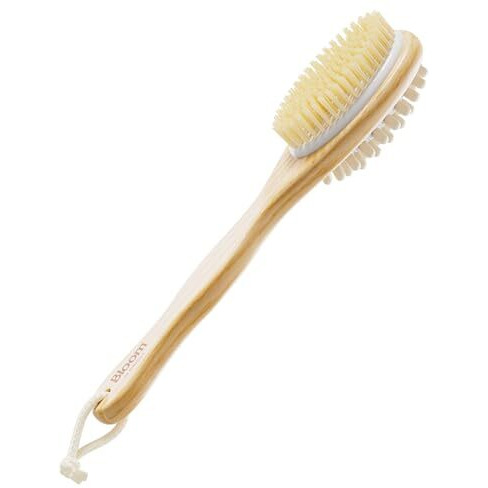 Bloom 2-In-1 Long Handle Body Brush | For Skin Exfoliation And Massage | Reduces Cellulite | Stimulates Blood Circulation & Reduces Dead Skin Cells | Natural, Soft Bristles | (1 Unit)