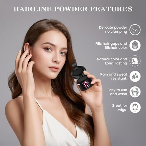 Vetmoc Cover-Up Hair Powder- Black, Helps Cover Grey Roots & Bald Spots Instantly, Highly Pigmented, Fuller And Denser, Long-Lasting & Matte Finish, Super-Fine Powder For Flawless Application, 4Gm