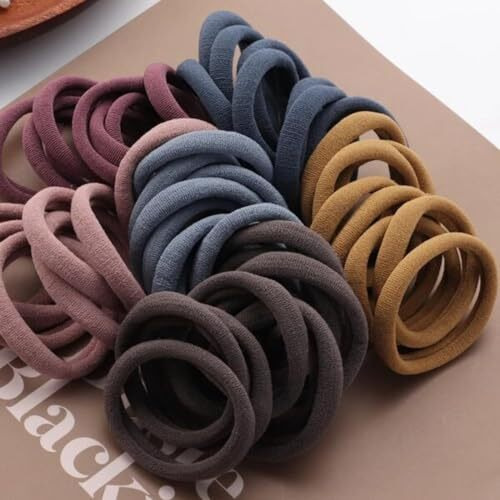 Elina Dark Colors Ponytail Holders Hair Ties For Girls, Women Cotton Soft For Thick Hair Scrunchie Head Elastic Rubber Bands (Pack Of 30)