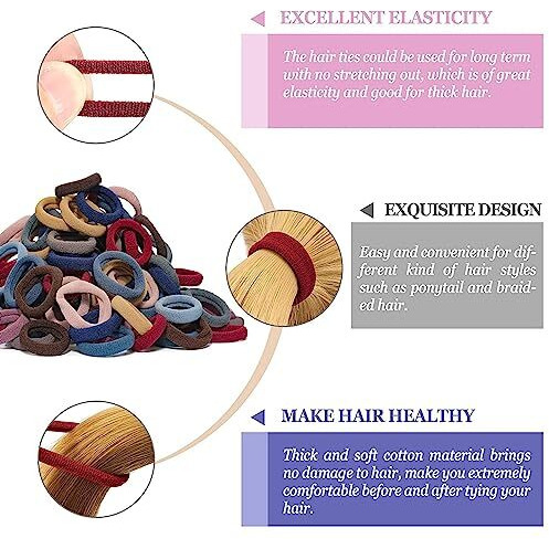 Elina Dark Colors Ponytail Holders Hair Ties For Girls, Women Cotton Soft For Thick Hair Scrunchie Head Elastic Rubber Bands (Pack Of 30)