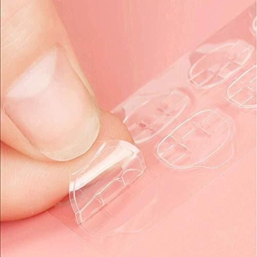 Anzailala 8 Sheets Double-Sided Nail Jelly Sticker Waterproof Breathable Glue Tabs Jelly Glue Adhesive Tabs Super Sticky Fake Nail Glue Stickers For Manicure(8 Sheets 192 Pcs, 6.2 Cm)