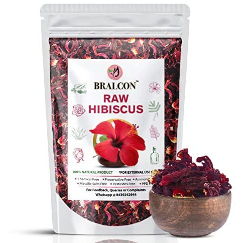 Bralcon Organic Raw Hibiscus -100G |Dry Hibiscus Flower |Rosa-Sinensis For Hair Care & Facepack |Gudhal Ka Phool For Hair Growth, Skin Care|Pure Raw Form