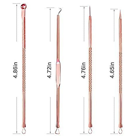Macplus 4Pcs Blackhead Pimple Golden Remover Tools For Professional Tweezers Kit For Remove Acne Comedone Extractor, Black Heads Removing On Face Removal