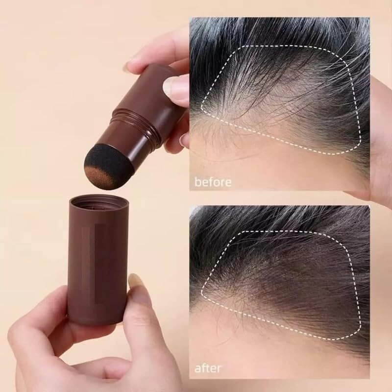 Wazdorf Natural Hairline Powder, Hair Shading Sponge Pen, Hairline Shadow Powder Stick, Quick Hair Root Touch-Up, Paired With 2 Pairs Of Eyebrow Stamp (Dark Brown, 100)