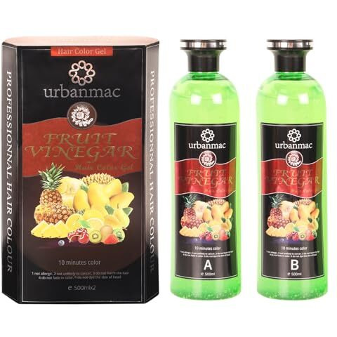 Urbanmac Fruit Vinegar Gel Hair Color Natural Hair Color Dye For Black Hair Dye(500Ml X 2) - Black