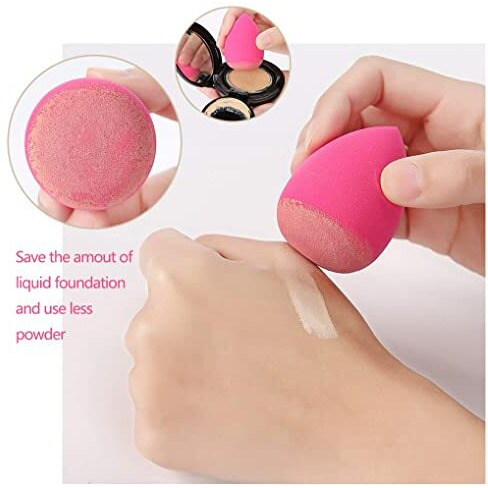 Aadav 1 Round Foundation Makeup Brush, 2 Pieces Makeup Sponge Blender (Mini Foundation Brush With 2Pcs Blender Puff)