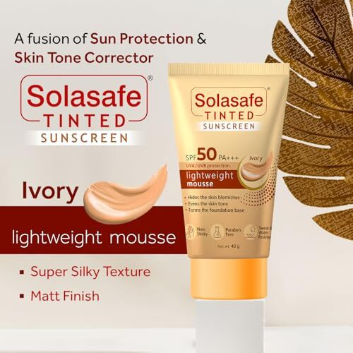 Solasafe Tinted Ivory Sunscreen Spf 50 | Broad Spectrum Protection | Lightweight Formula | Suitable For All Skin Types |