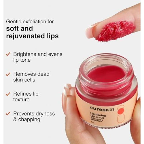 Cureskin Lightening Lip Scrub For Men And Women | Lip Scrub For Dark Lips To Lighten Pink