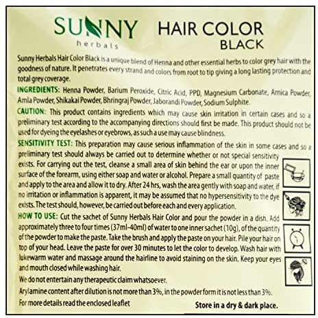 Sunny Herbals Hair Color Black With Unique Blend Of Henna, Amla, Shikakai & Bhringraj Herbs | Penetrates Every Strand And Colors From Root To Tip | Ammonia Free | Unisex Hair Color For All Hair Type, (Pack Of 4)
