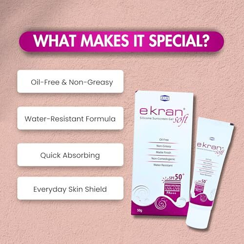 Ekran Soft Spf 50+ Silicone Sunscreen Spf 50 Gel | 50G Sunscreen For Oily Skin Women & Men | Non-Greasy & Water-Resistant | Uva-Uvb Protection | Matte Finish
