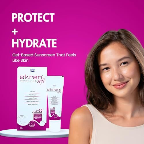 Ekran Soft Spf 50+ Silicone Sunscreen Spf 50 Gel | 50G Sunscreen For Oily Skin Women & Men | Non-Greasy & Water-Resistant | Uva-Uvb Protection | Matte Finish