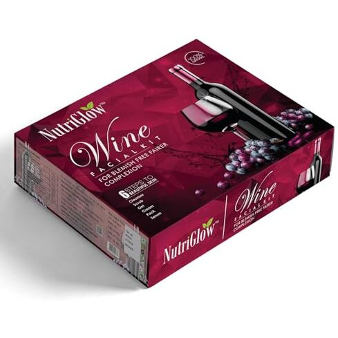 Nutriglow Wine Facial Kit For Women, 5 Steps For Glowing Skin, Restores Skin Nutrients Reduced Pigmentation All Skin Types- 250G+10Ml