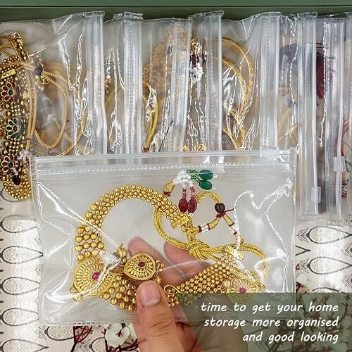 Elde Pack Of 25 Multipurpose Storage Pouch For Jewellery, Makeup, Travel Accessories - Jewellery Storage Pouch Zip Lock Organizer For Cosmetics And Stationery (5X7 Inch)