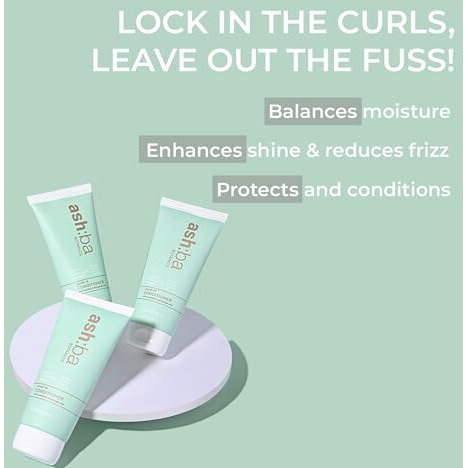 Ashba Botanics Leave-In Conditioner For Frizzy, Wavy & Curly Hair | Hair Cream For Men & Women | Moisturizes, Protects, Nourishes & Adds Shine To Dry & Damaged Hair | Silicone Free (50, Millilitre)