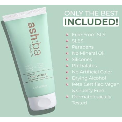 Ashba Botanics Leave-In Conditioner For Frizzy, Wavy & Curly Hair | Hair Cream For Men & Women | Moisturizes, Protects, Nourishes & Adds Shine To Dry & Damaged Hair | Silicone Free (50, Millilitre)