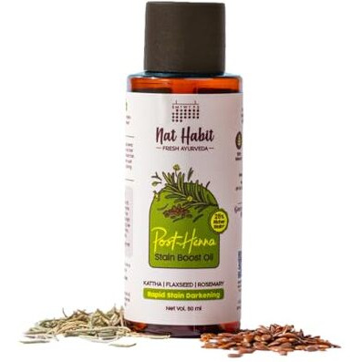 Nat Habit Post Henna Stain Boost Oil For Rapid Stain Darkening, Deep Nourishment Post Henna Application, Relieving Dryness & Leaving Hair Shiny & Dark Brown, 50Ml