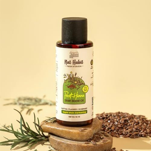 Nat Habit Post Henna Stain Boost Oil For Rapid Stain Darkening, Deep Nourishment Post Henna Application, Relieving Dryness & Leaving Hair Shiny & Dark Brown, 50Ml