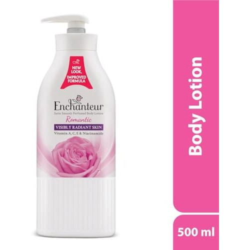 Enchanteur Romantic Perfumed Body Lotion, 500Ml, With Aloe Vera & Olive Butter For Silky Smooth Skin