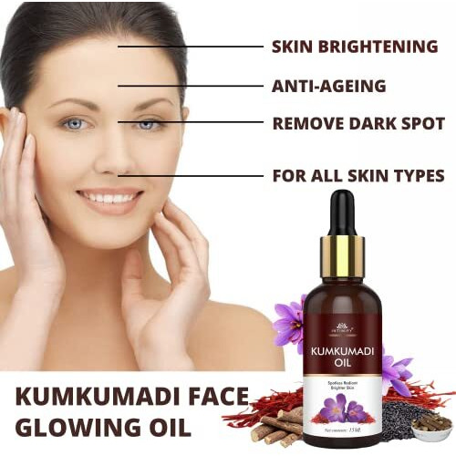 Intimify Kumkumadi Tailam For Face, Kumkumadi Face Oil For Glowing Skin, Face Serum For Wrinkles, Whitening, Lightening & Pigmentation (30 Ml) Pack Of 1