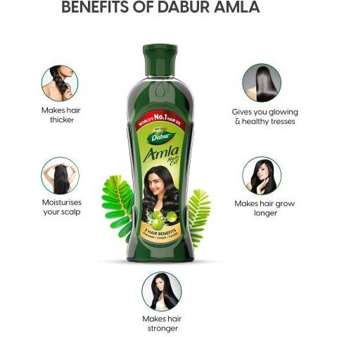 Dabur Amla Hair Oil - 550Ml (Pack Of 3) | For Strong, Long And Thick Hair | Nourishes Scalp | Controls Hair Fall, Strengthens Hair & Promotes Hair Growth