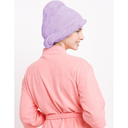Cortina Microfiber Hair Towel Cap, Soft Absorbent Quick Drying Cap For Curly Thick Hair, Wrap Cap For Women Girls-Pack Of 1,Purple