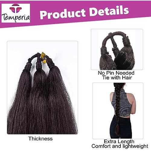 Temperia Artificial Fake Long Extensions Hair For Women & Girls - Savaram Gangawan Cataram Sadaraa Paranda Choti False Nakli Hair Wig - Extra Hair Braid Attachment For Ladies - Natural Brown (1Pcs)