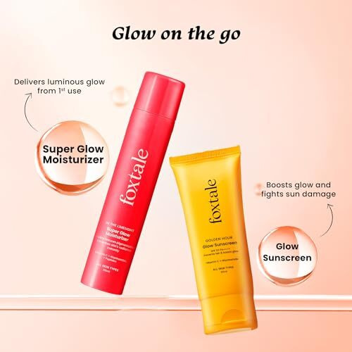 Foxtale Golden Glow Duo | Spf 50 Glow Sunscreen & Super Glow Moisturizer | Vitamin C, Niacinamide & Peptides | Brightens, Hydrates, Prevents Tan & Pigmentation | Lightweight, Non-Sticky, No White Cast | All Skin Types | Summer Essentials