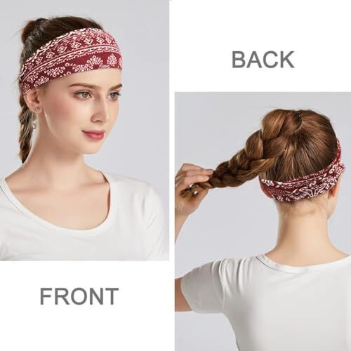 Hodaqe Headbands For Women, Non-Slip, Premium Stretchy Bohemian Head Bands Hair Accessories,Wear For Yoga, Fashion, Working Out, Travel Or Running, 2 Pack