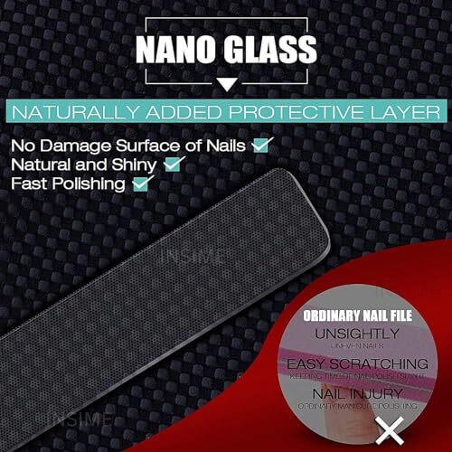 Insime Nano Crystal Glass Nail Filer And Buffer | Glass Nail File With Nail Shaper For Women Girls | Washable Reusable Crystal Nail Filler & Glass Nail Shiner Polisher For Professional Manicure Pedicure