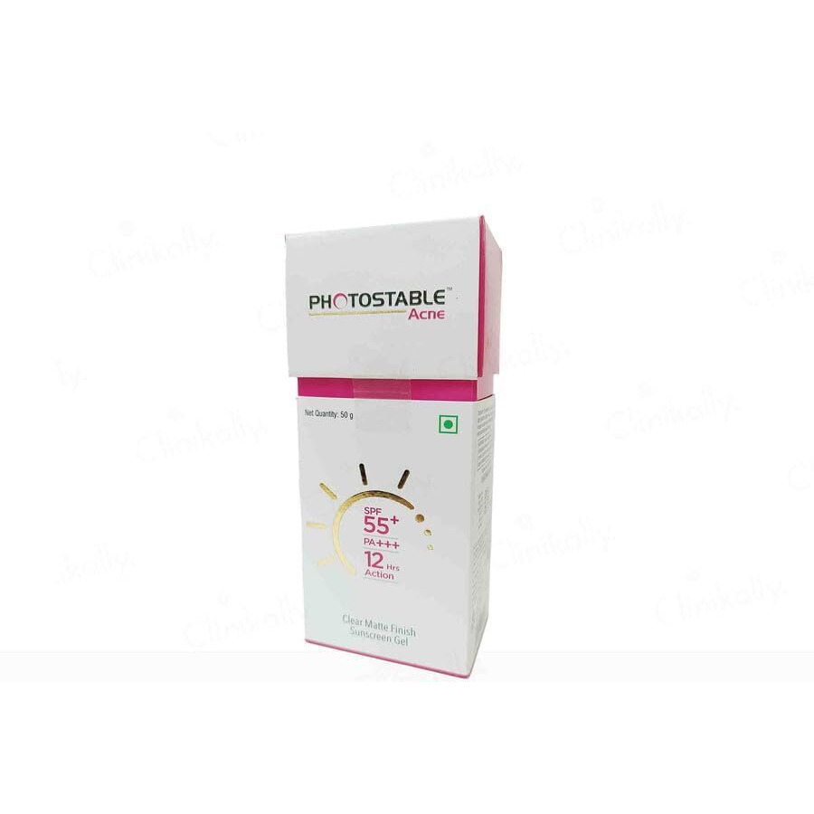 Photostable Acne Face Sunscreen Gel|Spf 55+ , P+++ Sunscreen For Acne Prone Skin Type, Fragrance Free|12Hrs Protection Uva+Uvb|Lightweight & Oil Free|Water Resistant Dermat Recommended|Dermatologist Tested|50G