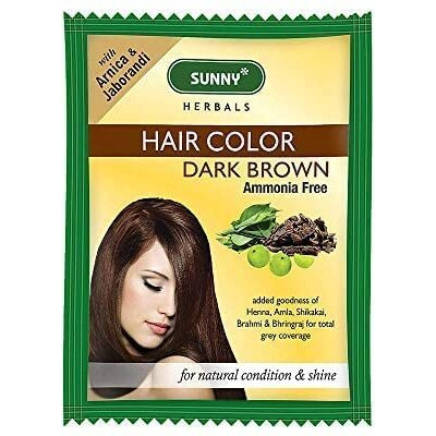 Sunny Herbals Hair Color Dark Brown With Unique Blend Of Henna, Amla, Shikakai & Bhringraj Herbs | Penetrates Every Strand And Colors From Root To Tip | Ammonia Free | Unisex Hair Color For All Hair Type, (Pack Of 12)