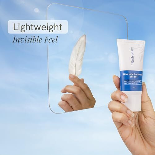 Be Bodywise Ultra Light Sunscreen Spf 50 Pa+++ For Oily, Dry, Acne-Prone Skin | Broad Spectrum Protection & Blue Light Protection | No White Cast | Non-Greasy | Korean Anti-Acne Technology | Water & Sweat Resistant | Ultra Lightweight Texture | For Men & Women | 50G