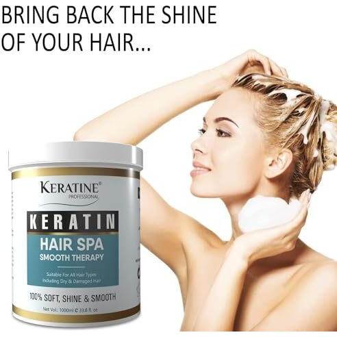 Keratine Professional Premium Keratin Hair Spa Smooth Therapy | 100% Soft, Shine & Hair Repair | Infused With Brazilian Nut And Keratin | Treatment Protein Spa - Conditioning For Dry Damaged,1 Count