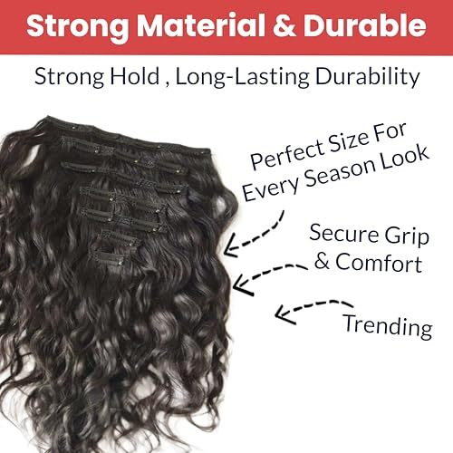 Temperia Hair Extension Clips For Women & Men (12 Pcs) - Hair Patch Clip - Hair Attached Snap Wig Clips (Black) (3.4 Cm)