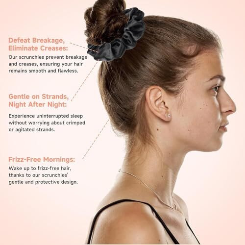 Wazdorf 6 Packs Satin Hair Scrunchies For Women And Girls, Bulk Soft Scrunchy Hair Bands For Hair Accessories, Elastic Hair Bobbles Ponytail Holder For GirlS Birthday Gift (Black - Pack Of 6)