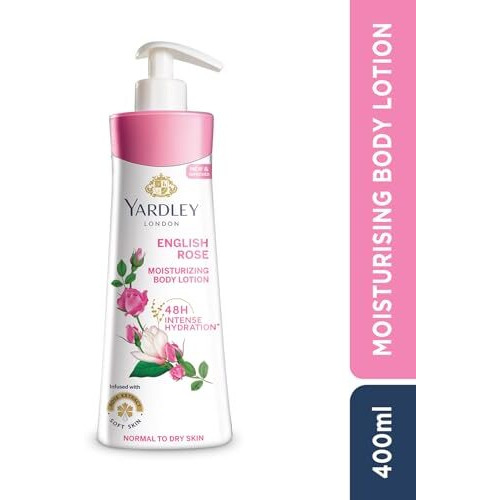 Yardley London English Rose Moisturizing Body Lotion With Germ Shield| Infused With Rose & Geranium Oil| Daily Use Hand & Body Lotion With Vitamin C & B3 For Women| 400Ml