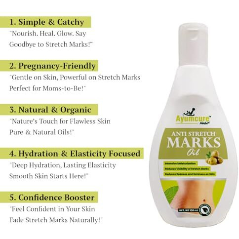 Ayumcure Stretch Mark Removal & Prevention Oil For Women | | 100Ml | Improves Skin Texture & Tone | Nourishing Blend With Natural Oils | Hydrating & Elasticity Support | Ideal For Pregnancy & Postpartum Use