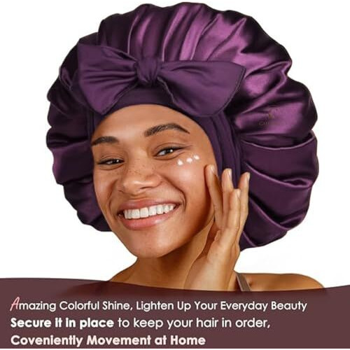 Candibella Silk Bonnet For Hair With 3 Scrunchies, Adjustable Silk Hair Cap For Sleeping, Satin Bonnet For Curly Hair With Wide Elastic Tie Band (In, Alpha, Free Size, Mulberry, Silk Bonnets)